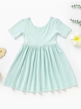 BAMBOO Mint Short-Sleeve Twirl Dress for Kids